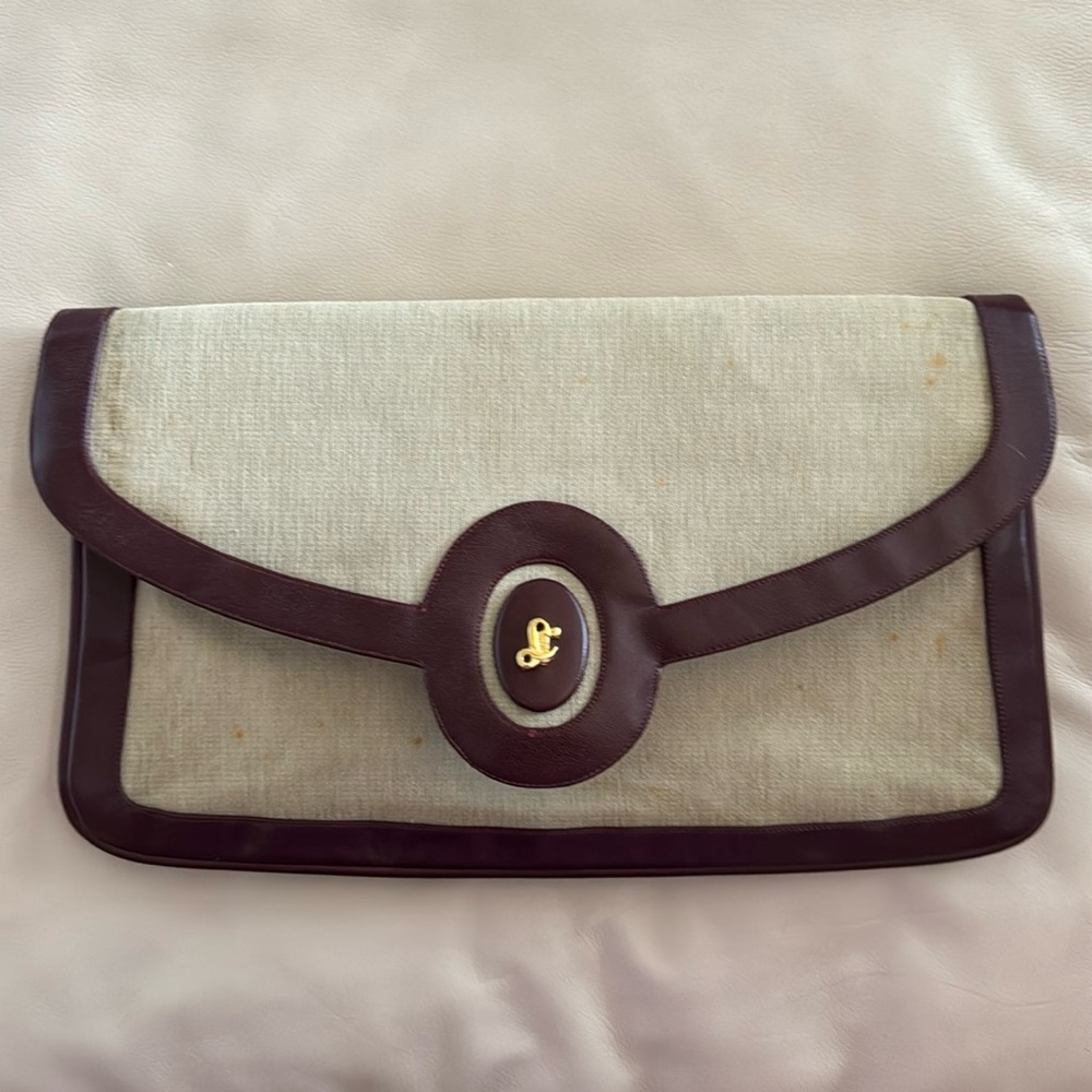 Lou Taylor Brown & Tan Cloth Large Clutch